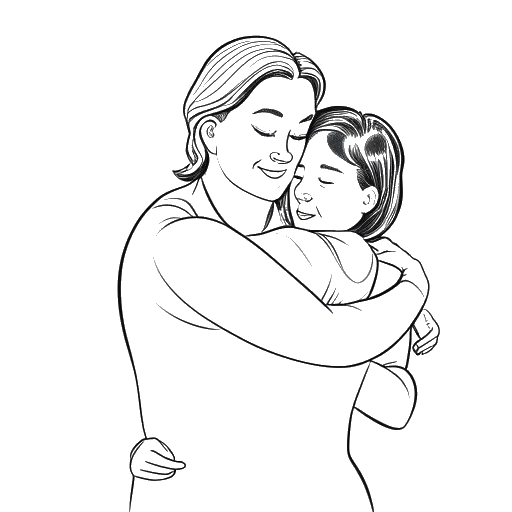 Line art drawing of Madeline Argy and her mother, Michaelina 'Mikey' Argy, representing their close relationship