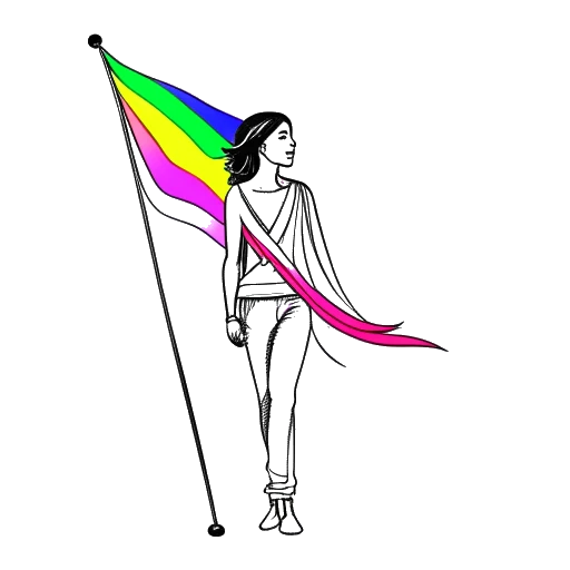 Line art drawing of Madeline Argy, representing her open identification as queer