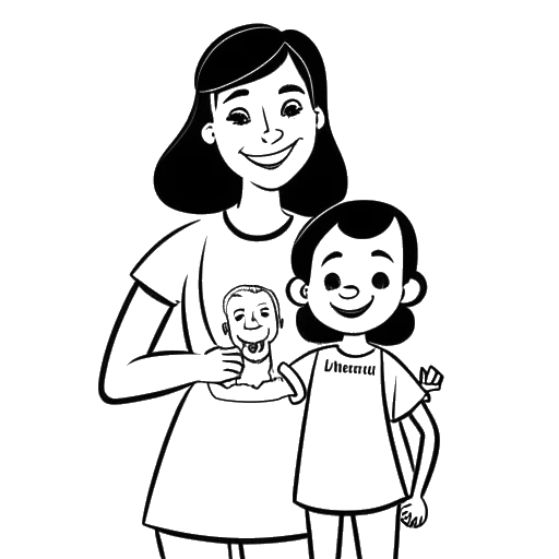 Dibujo en arte lineal de Madeline Argy de niña, representando la influencia del activismo de su madre contra la talidomida en su crianza y valores