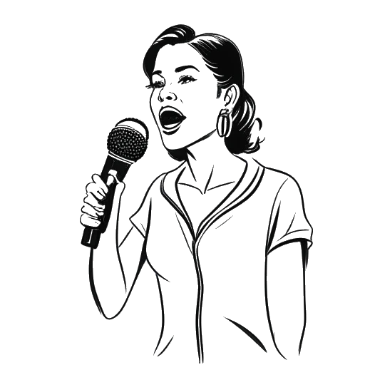 Desenho artístico de Madeline Argy, representando seu canal no YouTube e suas funções como apresentadora de podcast