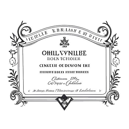 Disegno line art di un diploma che rappresenta Avery Cyrus, con i nomi Colleyville Heritage High School e Università di Houston