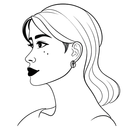 Desenho em arte linear de um perfil do TikTok representando Avery Cyrus, exibindo 7,9 milhões de seguidores e 266,7 milhões de visualizações