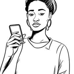 Strichzeichnung von Aljosha Muttardi, der ein Smartphone hält, was seinen wirkungsvollen Aktivismus symbolisiert. Sein Ausdruck zeigt Intensität und Entschlossenheit. Die Zeichnung ist vor einem weißen Hintergrund platziert.