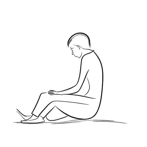 Strichzeichnung einer Person, die Aljosha Muttardi darstellt, mit einer festen Haltung und einer beruhigenden Präsenz, und damit ihre bodenständige Natur trotz des öffentlichen Drucks symbolisiert.