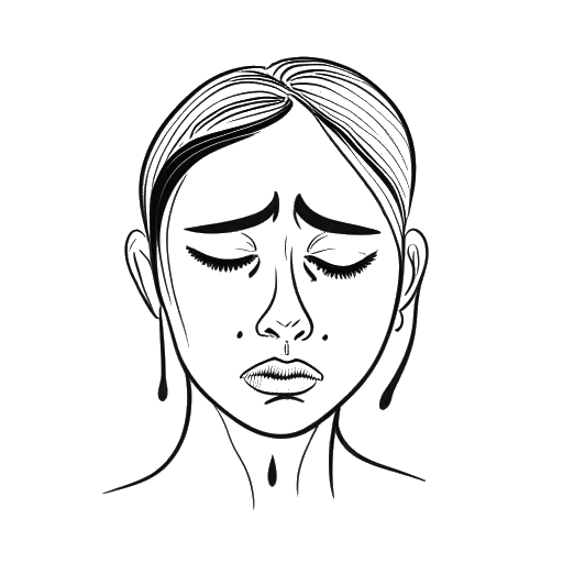 Strichzeichnung einer Person, die Aljosha Muttardi darstellt, mit Tränen in den Augen, die ein Taschentuch hält, und damit ihre emotionalen Reaktionen auf Tierquälerei symbolisiert.