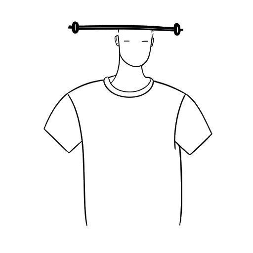 Strichzeichnung eines Mannes, der Pietro Lombardi darstellt, der einen Kleiderbügel mit einem T-Shirt hält und die Einführung seines Modelabels 'Fano' symbolisiert