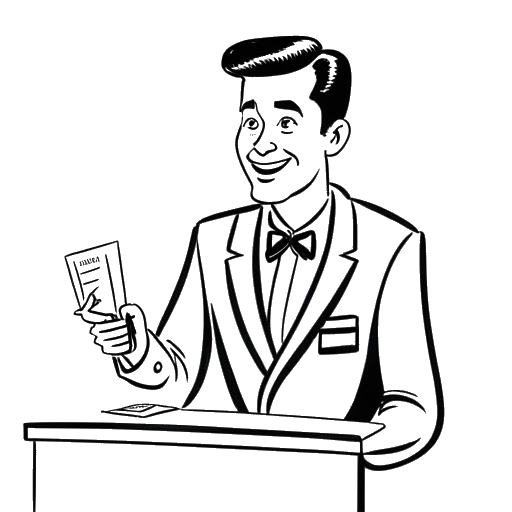Line art drawing of a man, representing Pietro Lombardi, participating in the game show 'Schlag den Star', symbolizing his two losses on the show