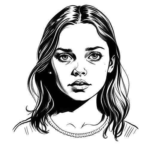 Line art drawing of Kaia in American Horror Story