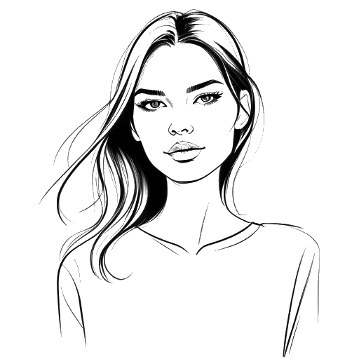 Line art drawing of Kaia in fashion campaigns