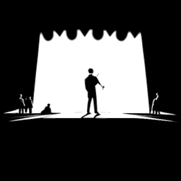 Dibujo de arte lineal de un hombre simbolizando a Brandon Lee, interpretando diferentes roles bajo un foco de luz, mientras una sombra insinúa el trágico final, capturando la esencia de su ascenso y su fin prematuro.