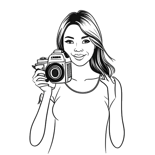 Dibujo de arte lineal de una mujer sosteniendo una cámara, con un logo de YouTube y el año 2013 en el fondo, representando el lanzamiento del canal de YouTube de Sssniperwolf.