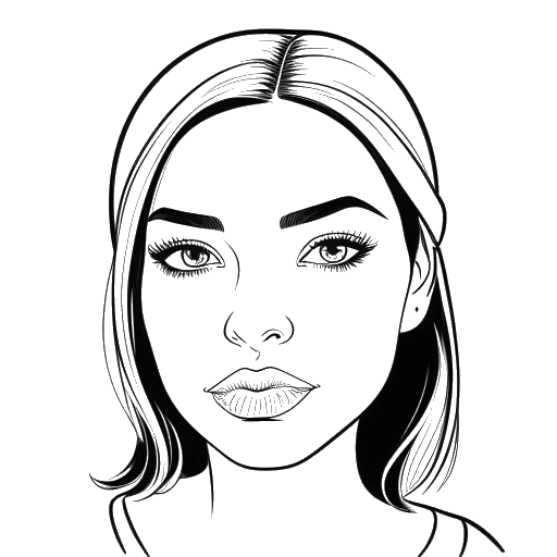 Dibujo de arte lineal del rostro de una mujer con un logo de 'YouTube Rewind 2017' en el fondo, representando el breve cameo de Sssniperwolf.