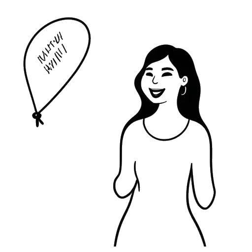 Line art drawing of a woman holding a rainbow flag, representing KallMeKris, with a speech bubble containing the words 'mental health'