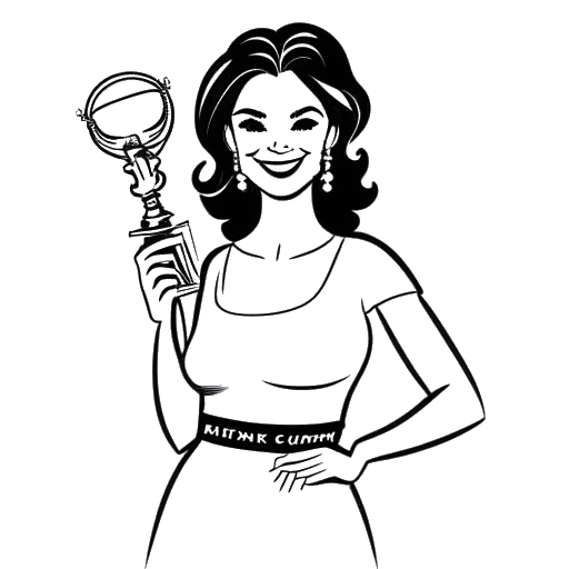 Line art drawing of a woman holding a comedy award, representing KallMeKris, with the title '13th Annual Streamy Awards' displayed on a banner