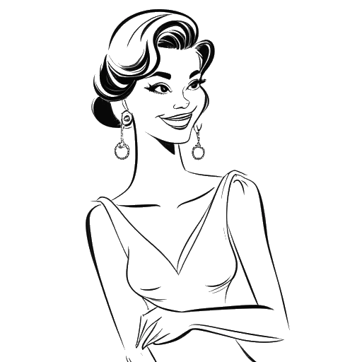 Desenho de arte de linha de uma mulher, representando QTCinderella, participando de um programa de namoro.