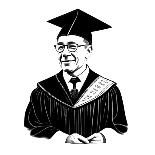 Line art drawing of Will Ferrell receiving an honorary D.H.L. degree from USC