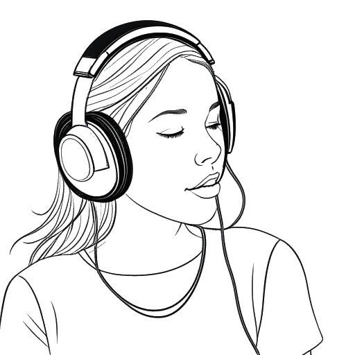 Strichzeichnung eines jungen Mädchens, das Musik hört, das Jasmin Wagner (Blümchen) als Vorbild repräsentiert