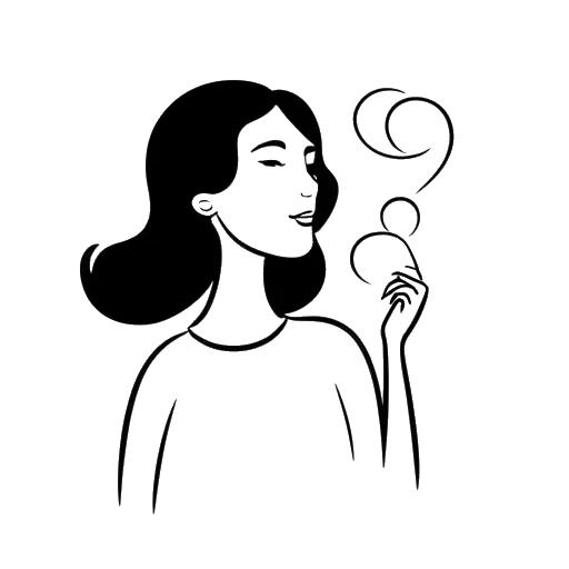 Dessin en noir et blanc d'une femme, représentant Megnutt02, avec une bulle de dialogue contenant '+2M abonnés'