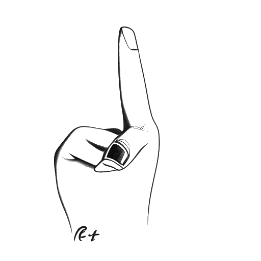 Line art drawing of a young man's hand, representing Bryce Hall, with the number 21 tattooed on his finger.
