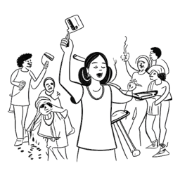 Een eenvoudige zwart-witte schets van een individu dat Boyinaband symboliseert, betrokken bij activisme via muziek, samenwerking met invloedrijke personen en pleiten voor maatschappelijke kwesties.