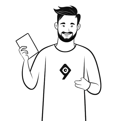 Dibujo de arte lineal de un hombre que representa a Boyinaband, sosteniendo un botón de reproducción de YouTube con el número 3 millones escrito en él.