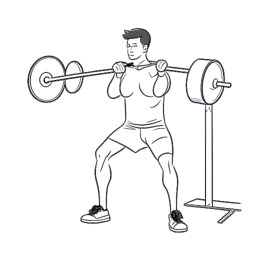 A man representing Ron Bielecki, lifting weights in a gym, depicted in a one-line drawing, signifying his dedication to fitness from an early life, against a white background.