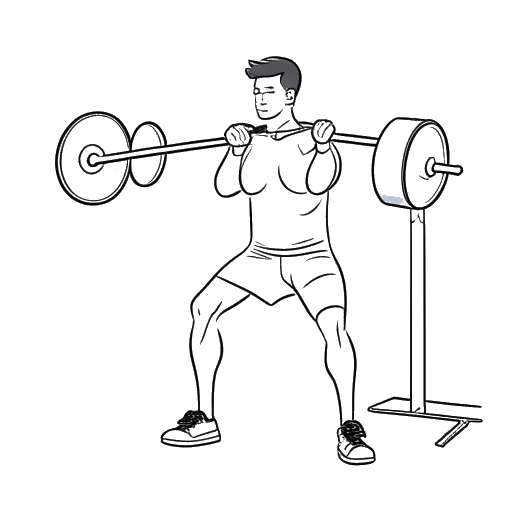 A man representing Ron Bielecki, lifting weights in a gym, depicted in a one-line drawing, signifying his dedication to fitness from an early life, against a white background.