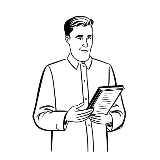 Dibujo en arte lineal de un hombre de baja estatura, representando a Bushwick Bill, sosteniendo una biblia.