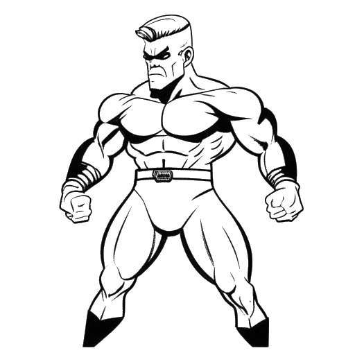 Dessin en ligne d'un homme, représentant Cody Rhodes, portant des tenues de lutte inspirées des personnages de X-Men