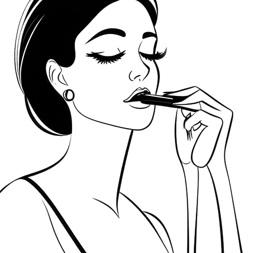 Line art drawing of a person, representing F1NN5TER, applying makeup in front of a mirror