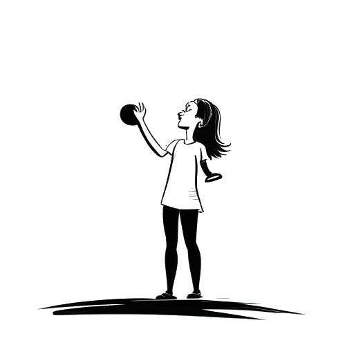 Line art drawing of a young girl acting on stage representing Bella Thorne starting her acting career
