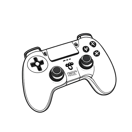 Line art drawing of a Rainbow Six Siege logo and a console controller, representing Jynxzi's influence in the community.