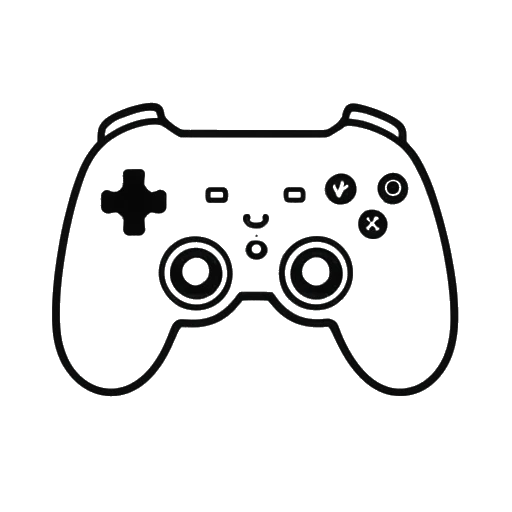 Disegno a linee di un controller di gioco e un simbolo di stato singolo, rappresentando la concentrazione di Jynxzi sul gaming.