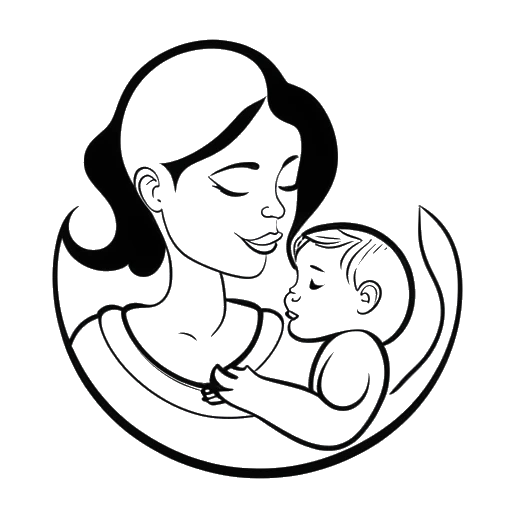 Dibujo de arte lineal de un logo de TikTok y un dúo madre-hijo, representando a la madre de Jynxzi en su página de TikTok.