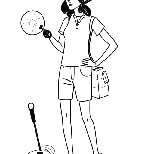 Line art of a woman representing Grace Charis in golf attire, with a golf club in hand. Surrounding her are icons for social media, garments indicative of fashion merchandise, and a camera, reflecting her multiple income streams.
