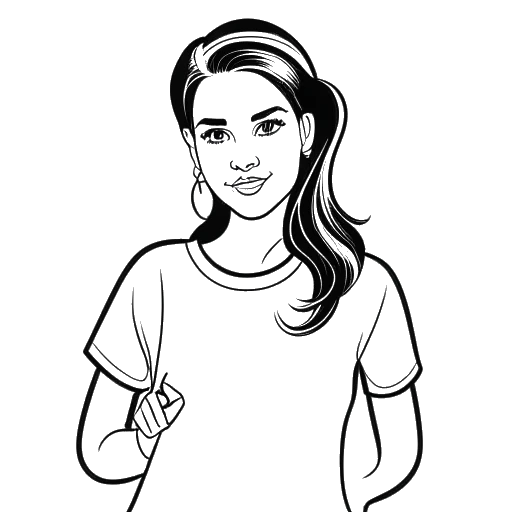 Line art drawing of a woman with the TikTok logo, representing Sadie Mckenna, against a white background.