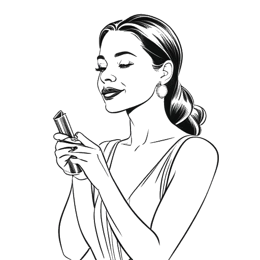 Line art drawing of a young woman, representing Kalani Rodgers, parodying the 2022 Oscars slap.