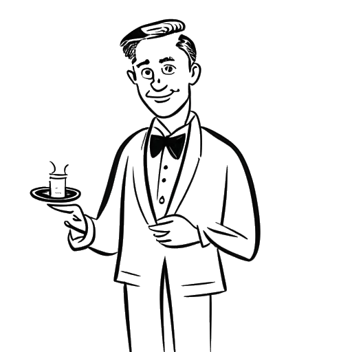 Line art drawing of a man, representing Ludwig Anders Ahgren, hosting a charity event