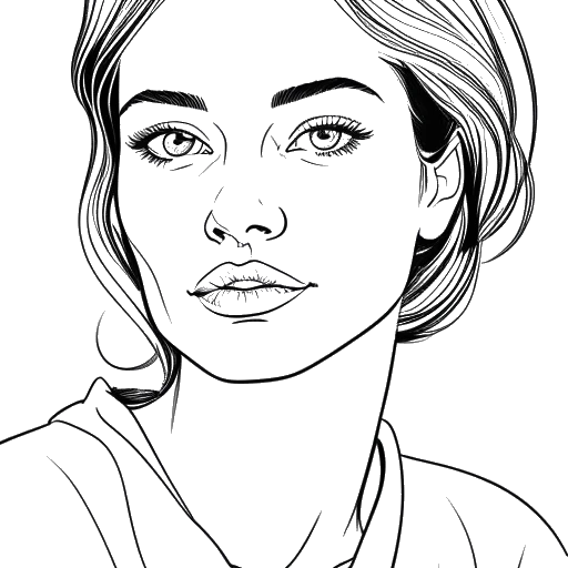 Desenho em arte linear de uma jovem mulher, representando Leni Klum, posando para a capa da edição de 20º aniversário da Glamour Alemanha.