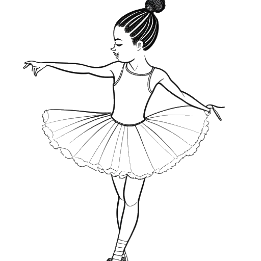 Desenho em arte linear de uma menina representando Lena, vestindo um tutu de balé e fazendo uma pose de hip-hop.