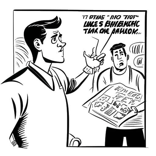 Dessin en ligne d'un homme représentant le Critical Drinker, pointant du doigt un poster de film et un comic. Une bulle de dialogue contient ses réflexions sur l'appât des fans à travers les échanges raciaux ou de genre.
