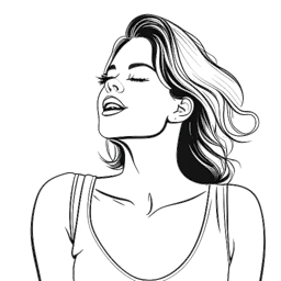 Line art drawing of a woman representing Maren Morris, showcasing her breakout success in the music industry. The black and white image captures her career milestones and achievements.