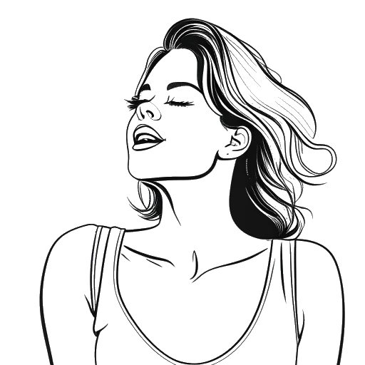 Lijn kunsttekening van een vrouw die Maren Morris vertegenwoordigt, waarbij ze haar doorbraaksucces in de muziekindustrie toont. De zwart-wit afbeelding illustreert haar carrière mijlpalen en prestaties.