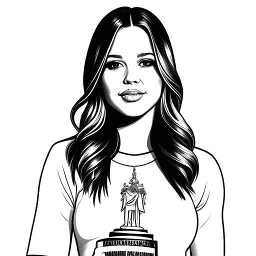 Line art drawing of Maren Morris winning Best Country Solo Performance for 'My Church'.