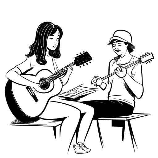 Line art drawing of Maren Morris signing with Big Yellow Dog Music.