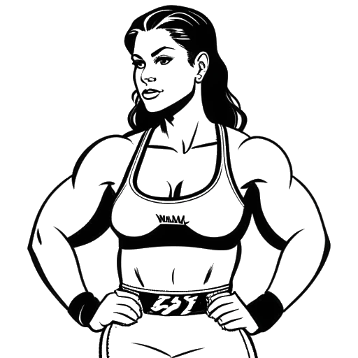 Line art drawing of Becky Lynch making her debut in WWE's NXT in 2013