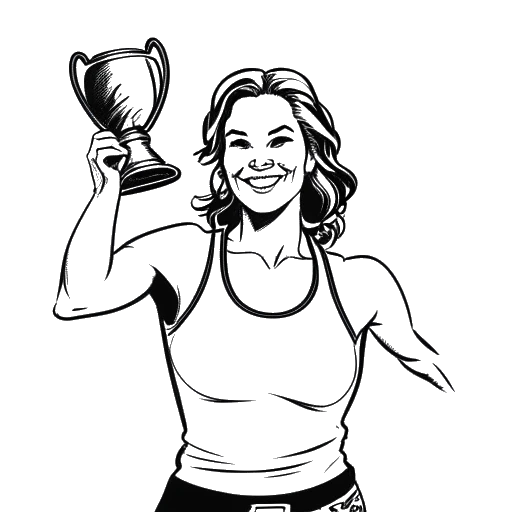 Line art drawing of Becky Lynch becoming the inaugural SmackDown Women's Champion in 2016