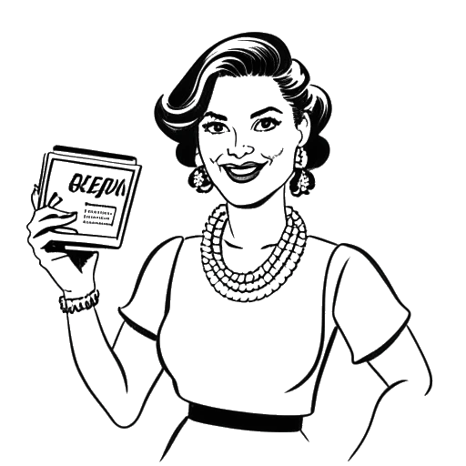 Line art drawing of Becky Lynch appearing on TV shows Young Rock and Celebrity Jeopardy! in 2023