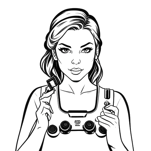 Line art drawing of Becky Lynch appearing in several WWE video games