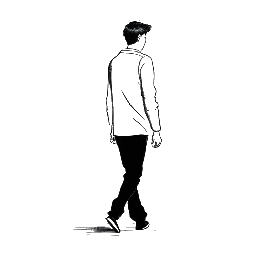 Line art drawing of a young man, representing Jake Paul, distancing himself from negative influences.